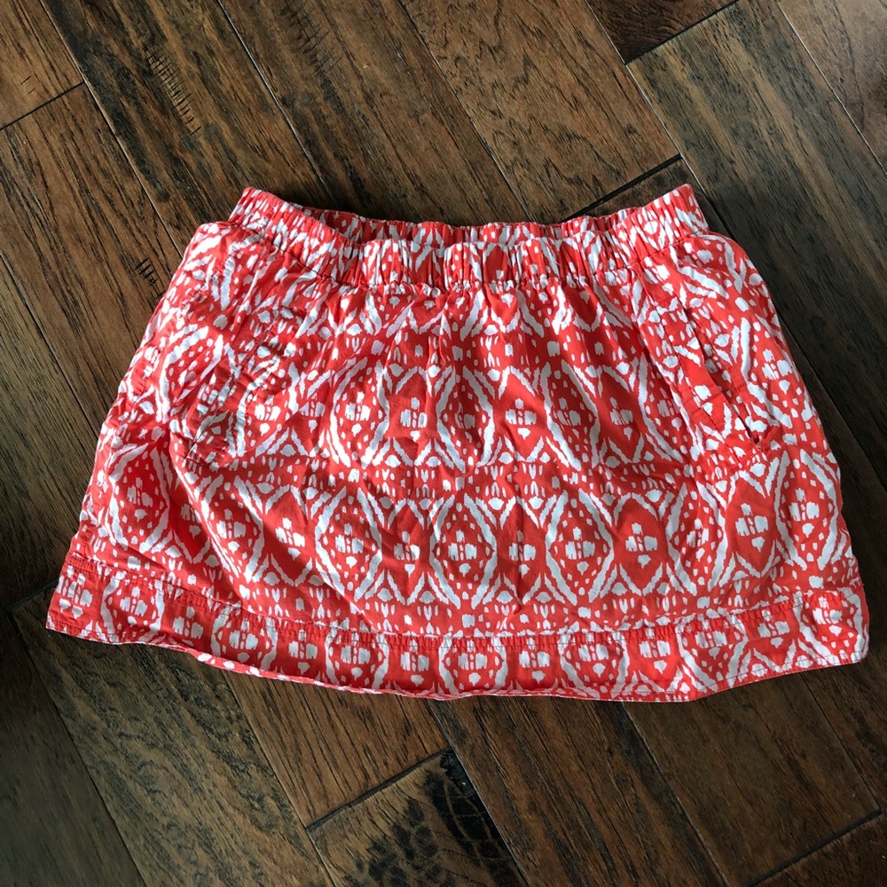 J. Crew Orange Ivory Ikat Sidewalk Skirt
